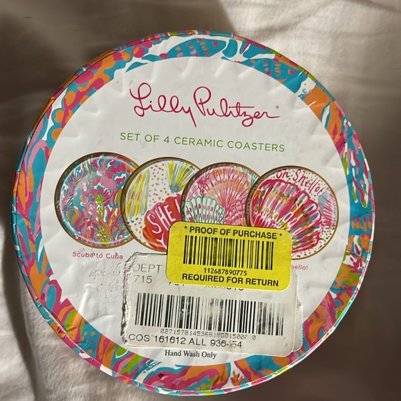 NWT Lilly Pulitzer set of 4 ceramic coasters scuba to Cuba,Shell Yea, oh shello! - Picture 2 of 8